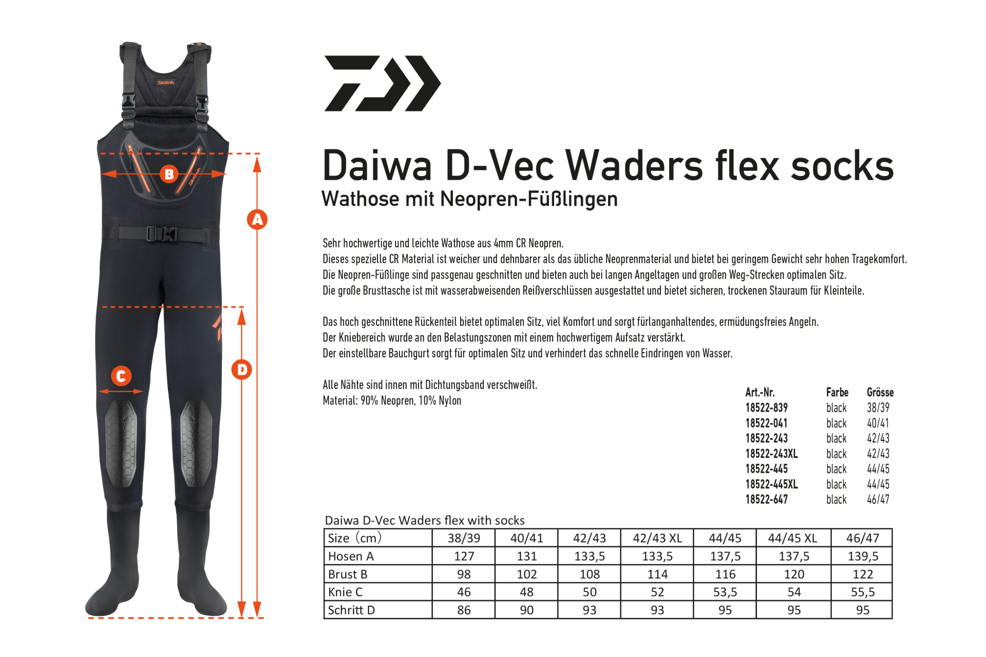 Daiwa D-Vec Waders flex with socks <span>| Wathose | black</span> Daiwa D-Vec Waders flex with socks <span>| Wathose | black</span>